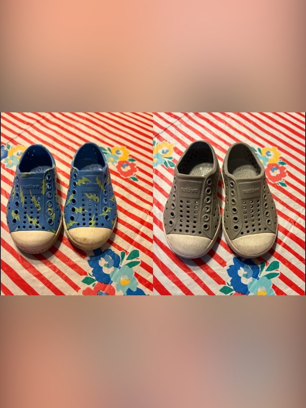 Natives Water Shoes Bundle (2 pairs), Grey and Blue Lightning, C5